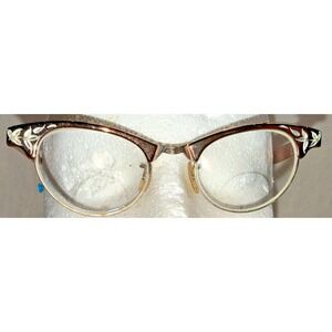Vintage ArtCraft 12K GF Cat Eye Eyeglasses Floral Aluminum USA Frames